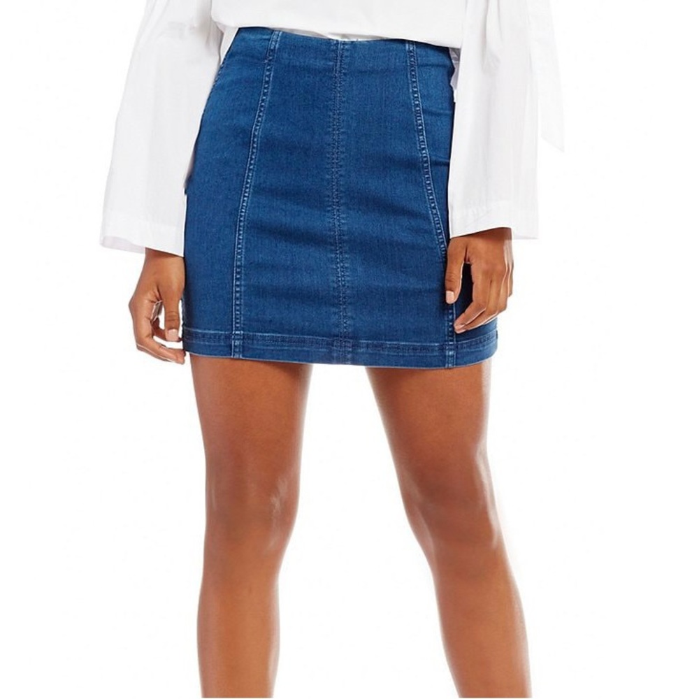 Free People Denim Skirt Modern Femme Size 4 Nautilus Blue BNWT